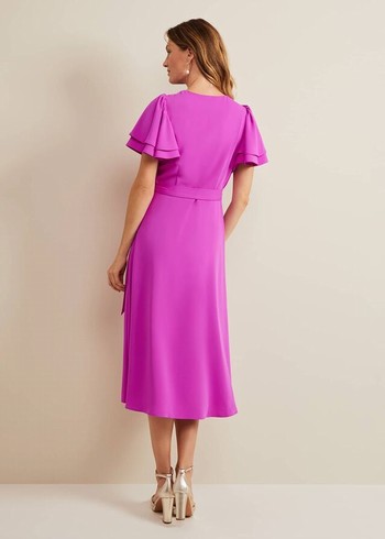 Phase Eight Gian Magenta Wrap Dress Purple USA | 2730689-MQ